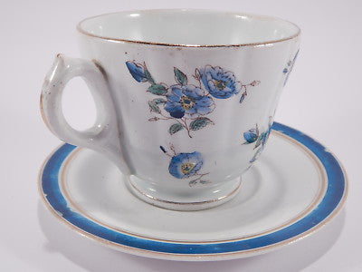 ANTICO SET COLAZIONE PIATTO TAZZA CERAMICA INGLESE ANTIQUE FAIENCE BREAKFAST SET