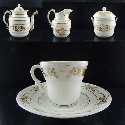 ANTICO PREZIOSO SERVIZIO CAFFÈ PORCELLANA BIANCA ORO IMPERO VECCHIO PARIGI 800