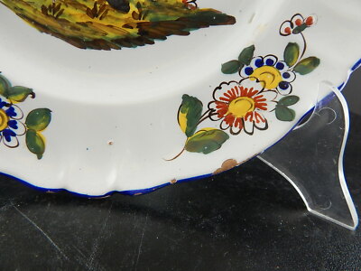 ANTICO PIATTO CERAMICA MAIOLICA LUNEVILLE K&G FATTO DIPINTO MANO 1890 TAMBURINO