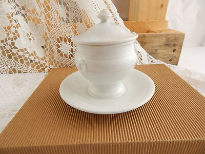 ANTICA SALSIERA MOSTARDIERA CERAMICA RICHARD MILANO FINE 1800 CON MESTOLINO