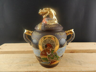ANTIQUARIATO ORIENTALE 1920 CERAMICA GIAPPONE SATSUMA SHIMAZU CREST POTICHE