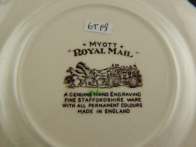 PIATTO CERAMICA VINTAGE ROYAL MAIL BY MYOTT STAFFORDSHIRE ENGLAND STAMPA MANO #