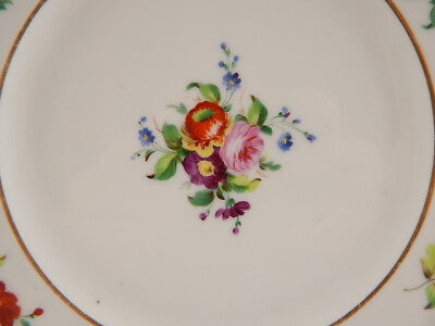 ANTICO PIATTO PORCELLANA PARIGI INIZIO 800 DIPINTO MANO FIORI POLICROMI IMPERO*