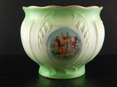 ANTICA LIBERTY CERAMICA LOMBARDA ELEFANTINO VASO CACHEPOT DIPINTI KAUFFMANN