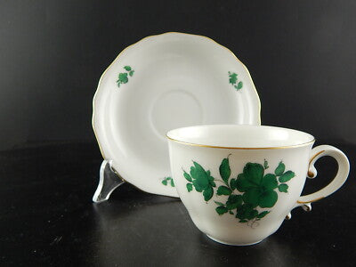 PREZIOSO TRIO TAZZA TÈ PORCELLANA AUGARTEN VIENNA MARIA THERESIA VERDE IMPERO