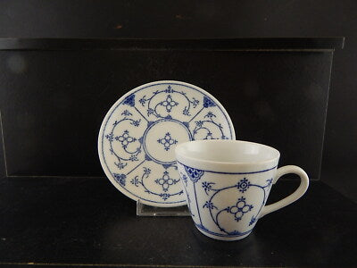 ANTICA TAZZA PORCELLANA MANIFATTURA TEDESCA KAHLA METÀ '900 BLUE FLUTED