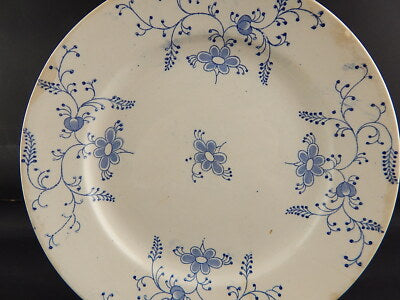 ANTICO PIATTO CERAMICA FINE 800 MANIFACTURE IMPERIALE ROYALE NIMY BLUE FLUTED #