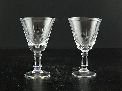 ANTICO ART DECO CRISTALLO INCISO COPPIA BICCHIERI CALICI VINO BIANCO PORTO