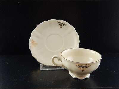 ANTICA TAZZA PIATTINO PORCELLANA AVORIO ORO ZECCHINO BAVARIA SELTMANN THERESIA