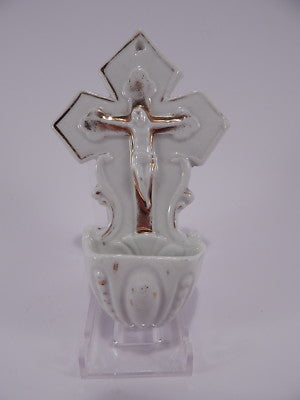 ANTICA ACQUASANTIERA PORCELLANA BISCUIT VECCHIA PARIGI VIEUX PARIS