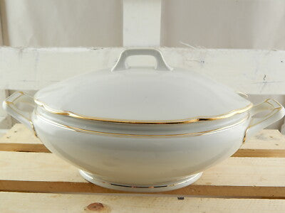 ANTICA ZUPPIERA ART DECO CERAMICA BIANCA MANIFATTURA DEL VIVO SESTO FIRENZE 1930