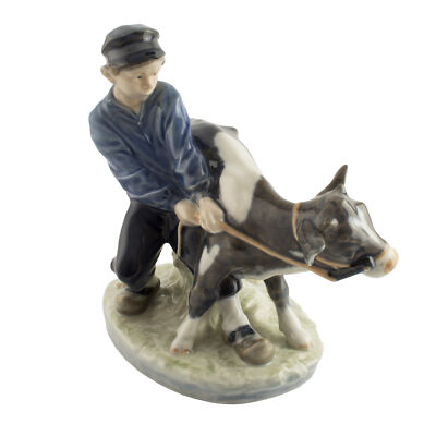 STATUINA PORCELLANA ROYAL COPENHAGEN "Ragazzo con Vitello" 772 ORIGINALE PRIMA S