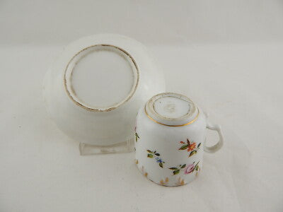 RARA VECCHIA PARIGI TAZZA+PIATTINO PORCELLANA DIPINTA MANO FINE 1700 VIEUX PARIS