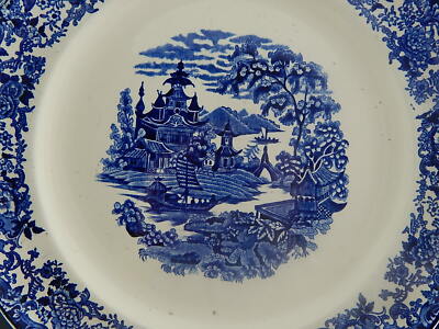 ANTICO VASSOIO PIATTO ROTONDO CHINESE BIANCO BLU SOC CERAMICA RICHARD MILANO