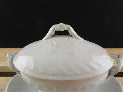 ANTICA RARA SALSIERA CERAMICA LOMBARDA BIANCA ELEFANTINO DECORO COUNTRY CHIC