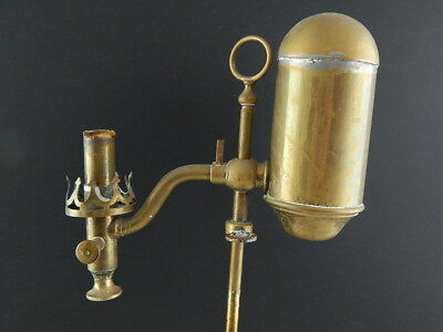 ANTICA RARA LAMPADA IN OTTONE DA TAVOLO LANTERNA LUME PETROLIO 800