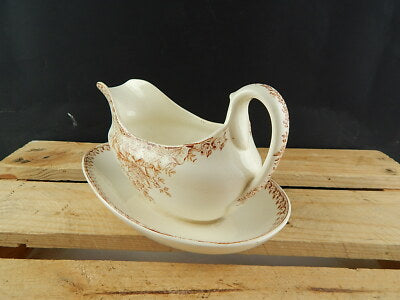 ANTICA RARA SALSIERA CERAMICA TERRE DE FER LONGWY MODELLO MARLY FRANCE 1800