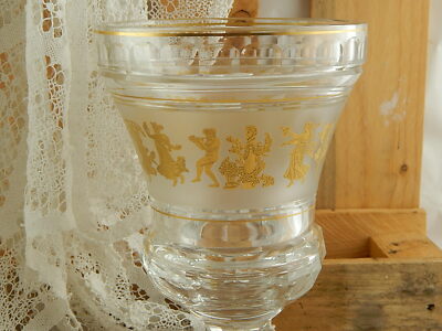 VAL ST LAMBERT FIRMATO VASO CRISTALLO MOLATO JUPITER DANSE DE FLORE ORO 24 K