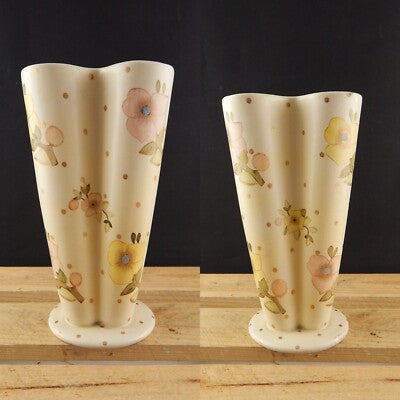 ANTICO VASO QUATTRO COLONNE CERAMICA LENCI TORINO 1930 DECORO FLOREALE POLICROMO