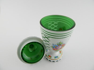 ANTICA PREZIOSA URNA VASO BIEDERMEIER CRISTALLO BOEMO INCAMICIATO BOHEMIAN VASE