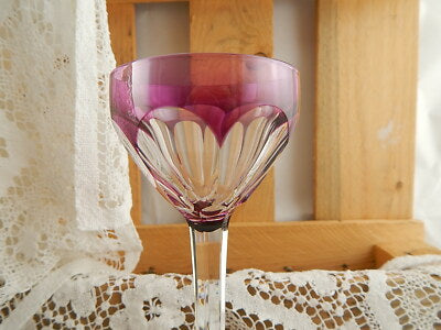 BICCHIERE CALICE CRISTALLO OSRAM COLORATO SFACCETTATO PORPORA VAL SAINT LAMBERT