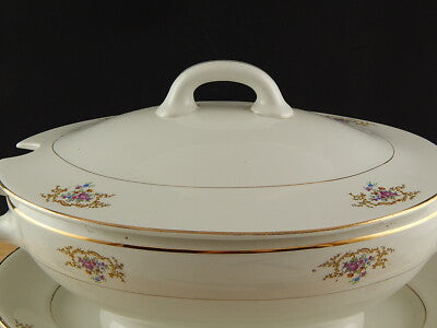 ANTICA RARA ZUPPIERA CON VASSOIO CENTROTAVOLA SOCIETÀ CERAMICA ITALIANA LAVENO