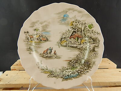 VINTAGE PIATTO SEMI PORCELLANA JOHNSON BROS DECORO HAPPY ENGLAND STAMPA MANO