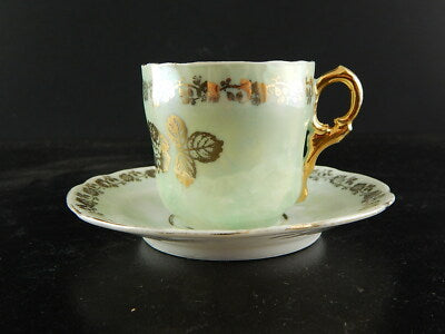 ANTICA TAZZINA CAFFE' TIELSCH ALTWASSER DECORO PERLACEO ORO ZECCHINO FINE 800 #