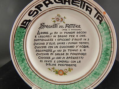 VINTAGE PIATTO ARTISTI DELLA CERAMICA SPAGHETTATA DIPINTO MANO CAVA TIRRENI #