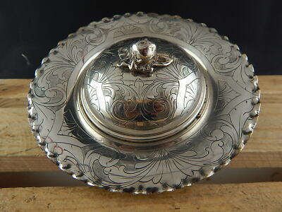 VINTAGE SHEFFIELD SILVER PLATE PORTA MUFFIN BURRO BAGNO ARGENTO CESELLATO