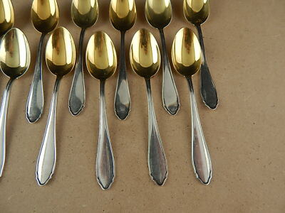 12 ANTICHI ART DECO PREZIOSI ORIGINALI CUCCHIAINI ARGENTO VERMEIL PUNZONE 800