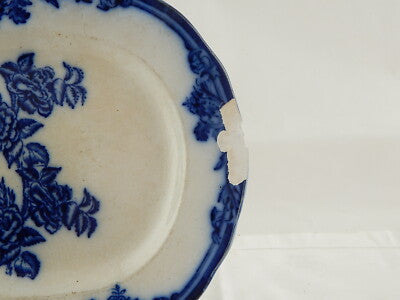 ANTICA RAVIERA VASSOIO CERAMICA RICHARD FINE 1800 AURORA FLOW BLUE DA RESTAURARE