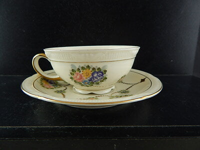 PREZIOSO RARO ANTICO TRIO TE' PORCELLANA ZEH SCHERZER DIPINTO A MANO 1949