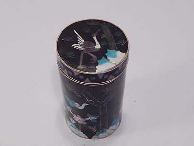 ANTICA SCATOLA CON COPERCHIO ORIENTALE SMALTO POLICROMO CON IBIS COLLEZIONE