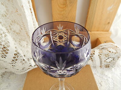 PREZIOSO ANTICO BICCHIERE CALICE ROMER CRISTALLO INCISO PUNTA DIAMANTE VIOLA