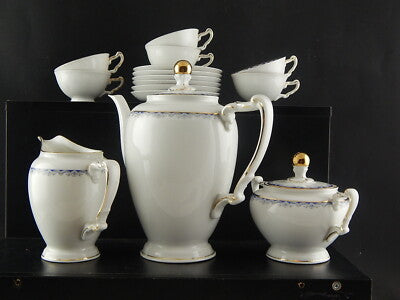 VINTAGE SERVIZIO CAFFÈ PORCELLANA BIANCA HEINRICH &CO SELB BAVARIA CHRISTINE