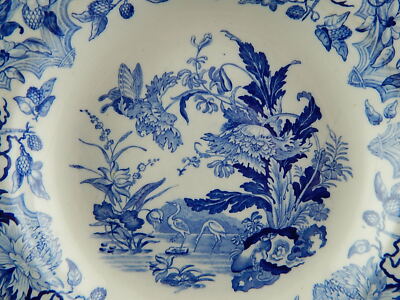 ANTICO PIATTO PORCELLANA WEDGWOOD PORCELAIN BLUE ESOTIC GARDEN FINE 800