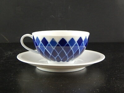 VINTAGE ORIGINALE TAZZA TÈ PORCELLANA BIANCA SMALTO BLU ARZBERG GERMANY DIFETTO