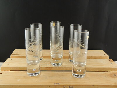 CRISTALLERIA MUNDGEBLASEN 6 BICCHIERI CRISTALLO BIBITA TE FREDDO INCISI A MANO