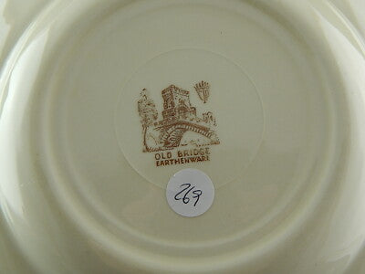 ANTICO RARO PIATTO SEMI PORCELLANA INGLESE OLD BRIDGE EARTHENWARE COLLEZIONE 269