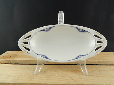 ANTICO ART DECO RAVIERA VASSOIO PORCELLANA BIANCA BLU CHODAU H & C BOHEMIA