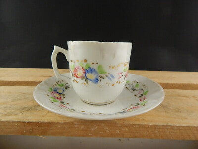 ANTICA TAZZA E PIATTO PORCELLANA IMPERO VECCHIO PARIGI DIPINTA POLICROMA #4798