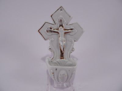 ANTICA ACQUASANTIERA PORCELLANA BISCUIT VECCHIA PARIGI VIEUX PARIS