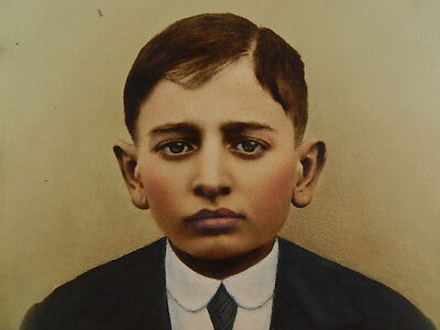 ANTICA FOTOGRAFIA PRIMO 900 RITRATTO RAGAZZO RITOCCO A COLORI