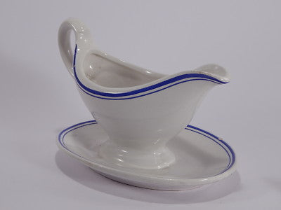ANTICA SALSIERA FINE 1800 PORCELLANA BIANCA E BLU PORCELAIN SAUCE PAN