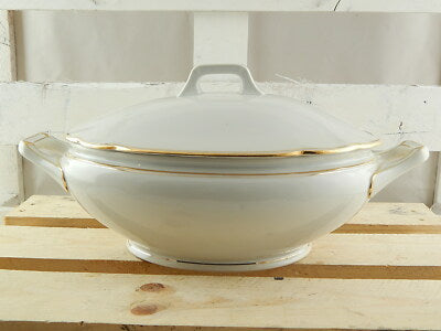 ANTICA ZUPPIERA ART DECO CERAMICA BIANCA MANIFATTURA DEL VIVO SESTO FIRENZE 1930