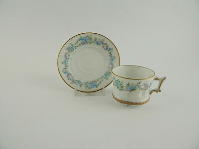 ANTICO PREZIOSO SET CAFFE' PORCELLANA LIMOGES GIRAUD DECORO MANO ORO IN RILIEVO