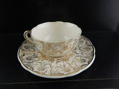 ANTICA RARA TAZZA SARREGUEMINES DIGOIN 1920 CERAMICA BIANCA ORO ZECCHINO #6559