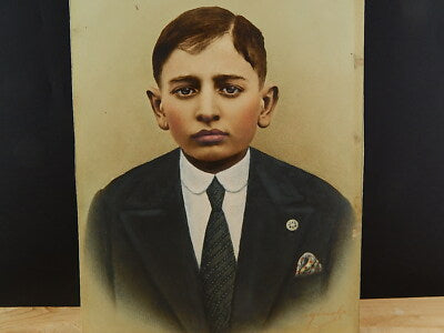 ANTICA FOTOGRAFIA PRIMO 900 RITRATTO RAGAZZO RITOCCO A COLORI