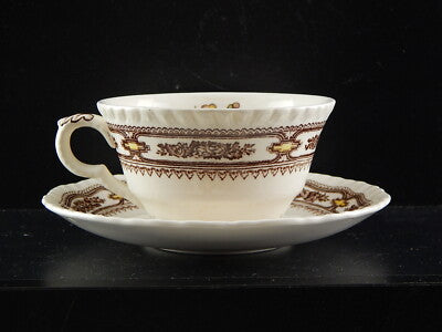 ANTICA TAZZA TÈ E PIATTINO MASON'S PATENT IRONSTONE CHINA DECORO MANCHU #3027